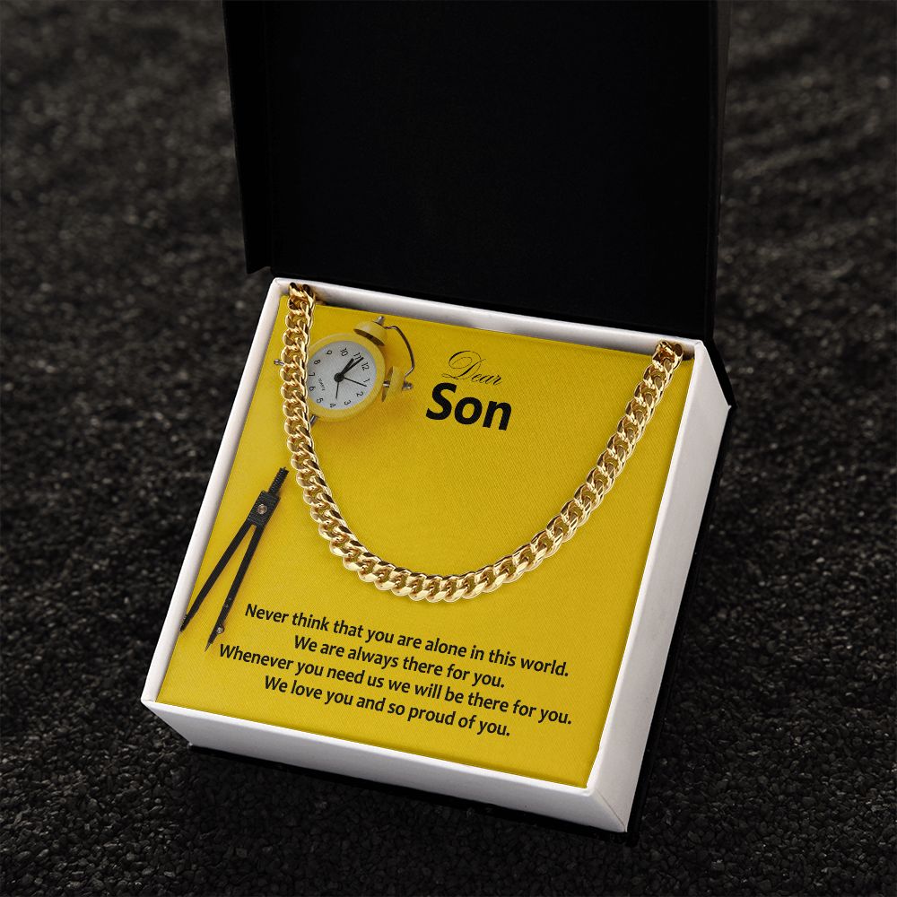 Dear Son, We Love You and So Proud of You - Cuban Link Chain Necklace - Gift for Son