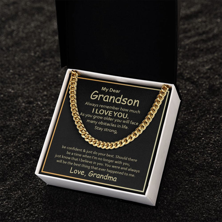 My Dear Grandson, Always Remember How Much I Love You Cuban Link Chain Necklace – Gift for Grandson