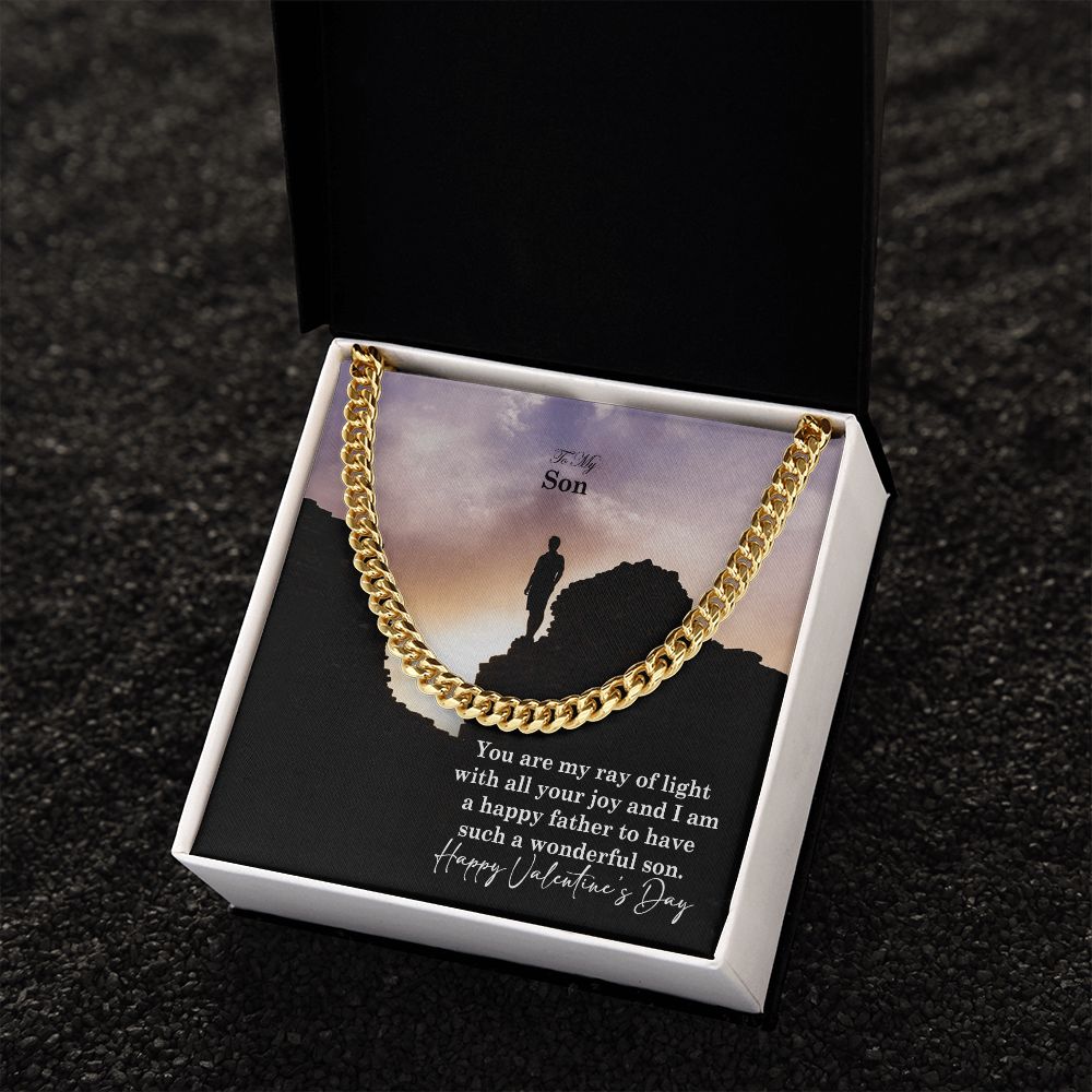 To My Son, You Are My Ray of Light With All Your Joy - Cuban Link Chain Necklace - Gift for Son