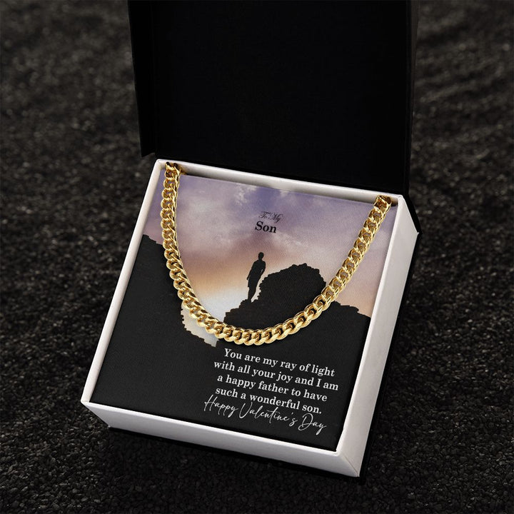 To My Son, You Are My Ray of Light With All Your Joy - Cuban Link Chain Necklace - Gift for Son