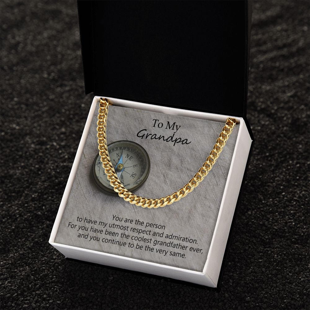 To My Grandpa, You Have Been The Coolest Grandfather Ever - Cuban Link Chain Necklace – Gift for Grandpa