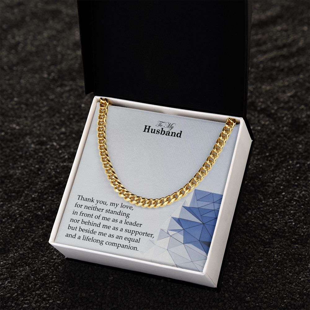 To My Husband, Thank You, My Love - Cuban Link Chain Necklace - Gift for Husband