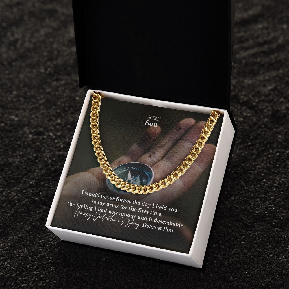 To My Son, Happy Valentine's Day Dearest Son - Cuban Link Chain Necklace - Gift for Son
