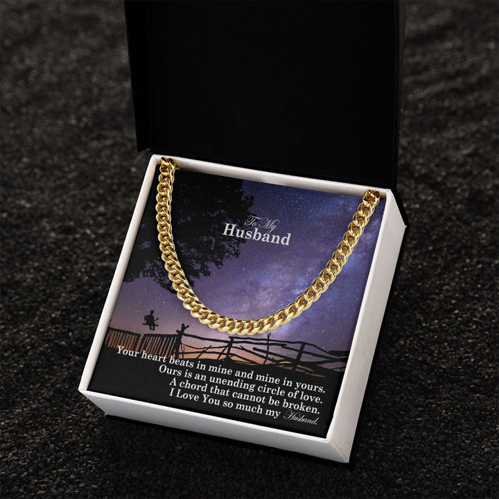 To My Husband, Our Is An Unending Circle Of Love - Cuban Link Chain Necklace - Gift for Husband