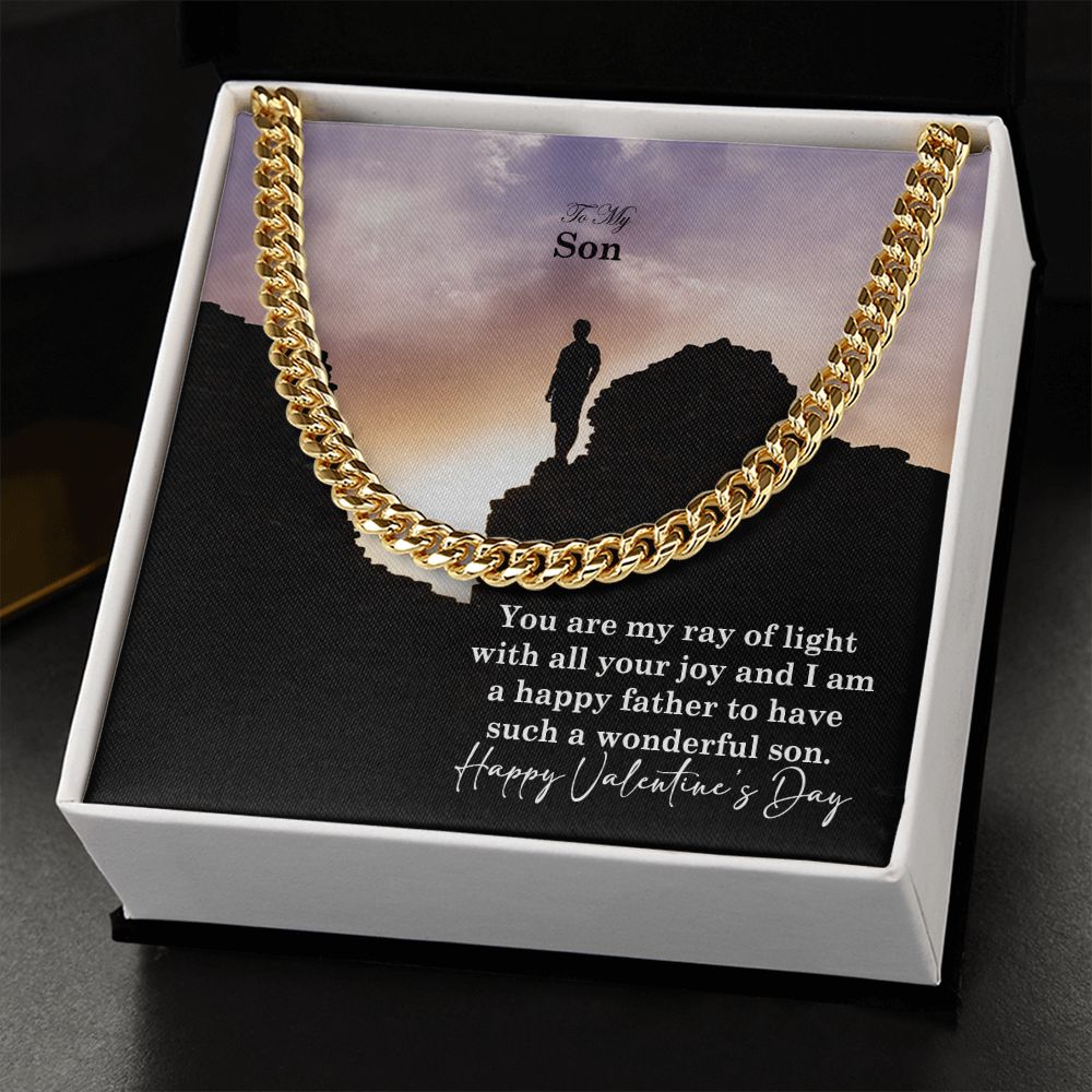 To My Son, You Are My Ray of Light With All Your Joy - Cuban Link Chain Necklace - Gift for Son