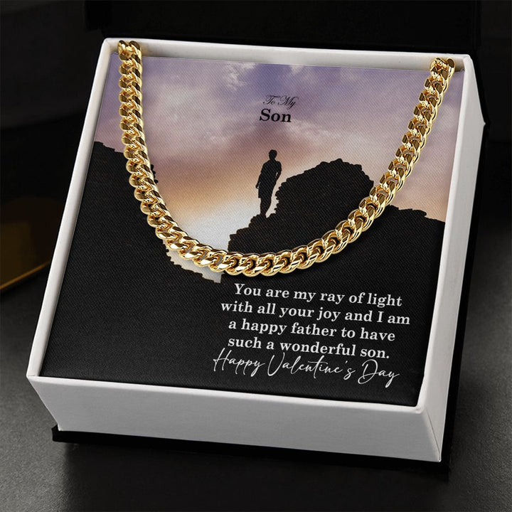 To My Son, You Are My Ray of Light With All Your Joy - Cuban Link Chain Necklace - Gift for Son