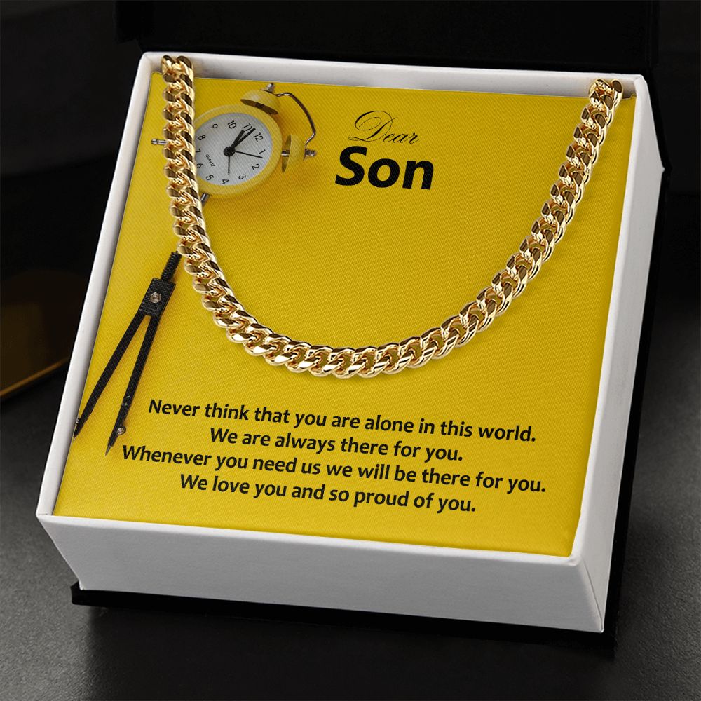 Dear Son, We Love You and So Proud of You - Cuban Link Chain Necklace - Gift for Son