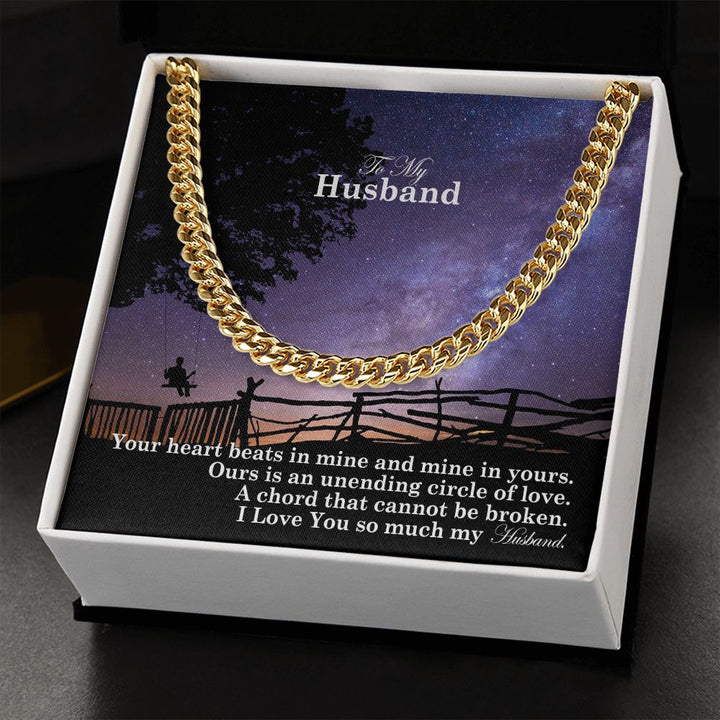 To My Husband, Our Is An Unending Circle Of Love - Cuban Link Chain Necklace - Gift for Husband