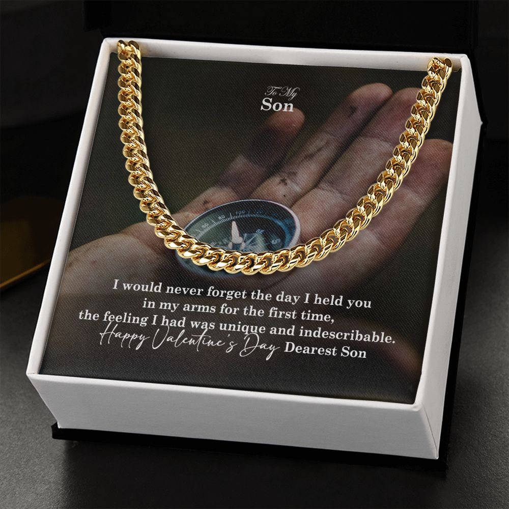 To My Son, Happy Valentine's Day Dearest Son - Cuban Link Chain Necklace - Gift for Son