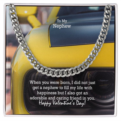 To My Nephew, Happy Valentine's Day - Cuban Link Chain Necklace - Gift for Nephew