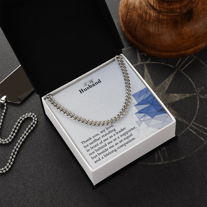 To My Husband, Thank You, My Love – Cuban Link Chain Necklace – Gift for Husband