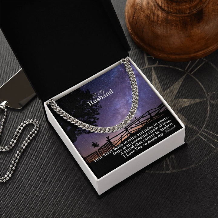 To My Husband, Our Is An Unending Circle Of Love - Cuban Link Chain Necklace - Gift for Husband