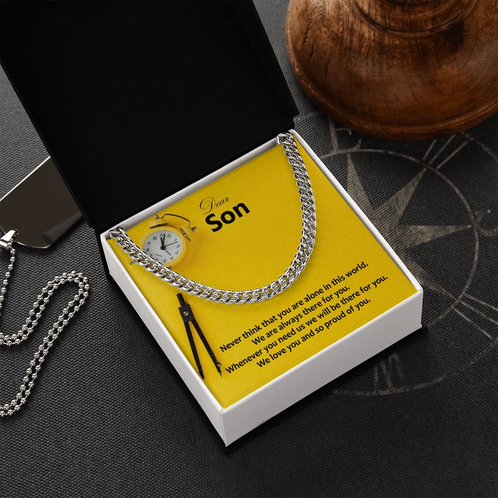 Dear Son, We Love You and So Proud of You - Cuban Link Chain Necklace – Gift for Son
