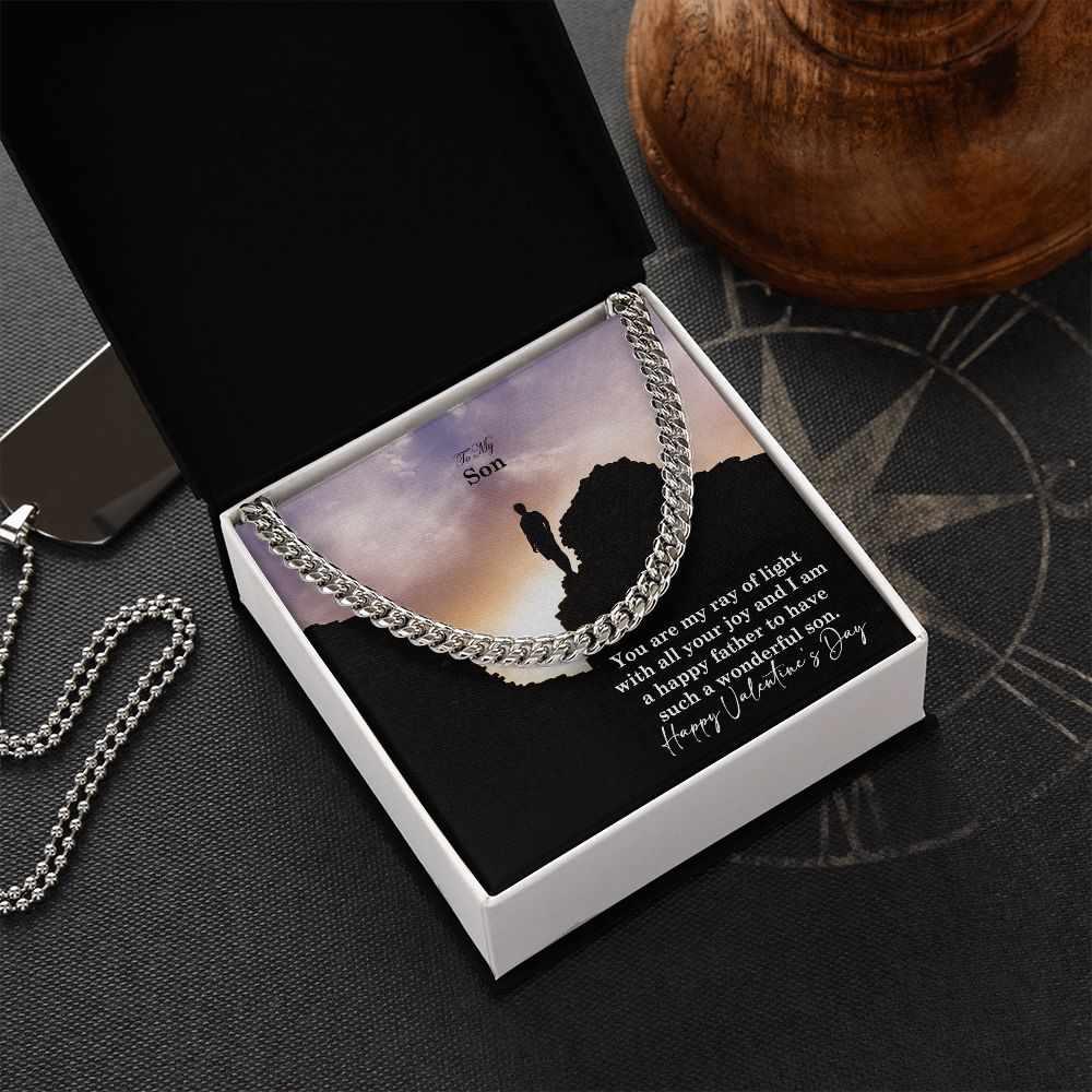 To My Son, You Are My Ray of Light With All Your Joy - Cuban Link Chain Necklace - Gift for Son