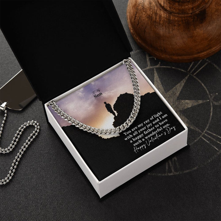 To My Son, You Are My Ray of Light With All Your Joy - Cuban Link Chain Necklace - Gift for Son