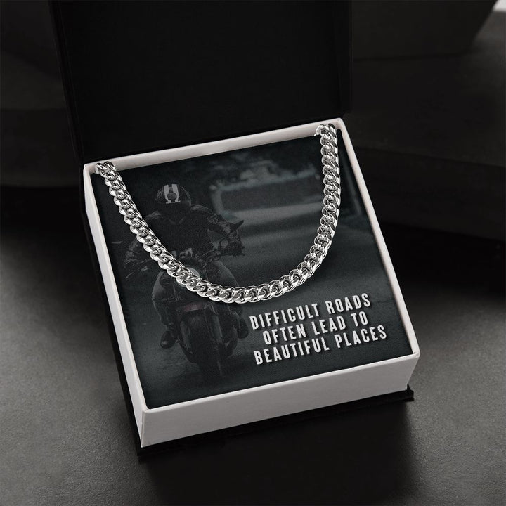 Dad, Difficult Roads Often Lead To Beautiful Places Cuban Link Chain Necklace – Gift for Dad