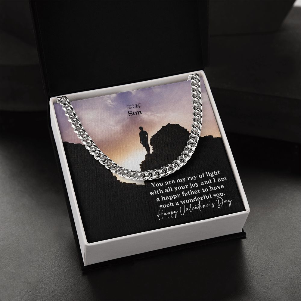 To My Son, You Are My Ray of Light With All Your Joy - Cuban Link Chain Necklace - Gift for Son