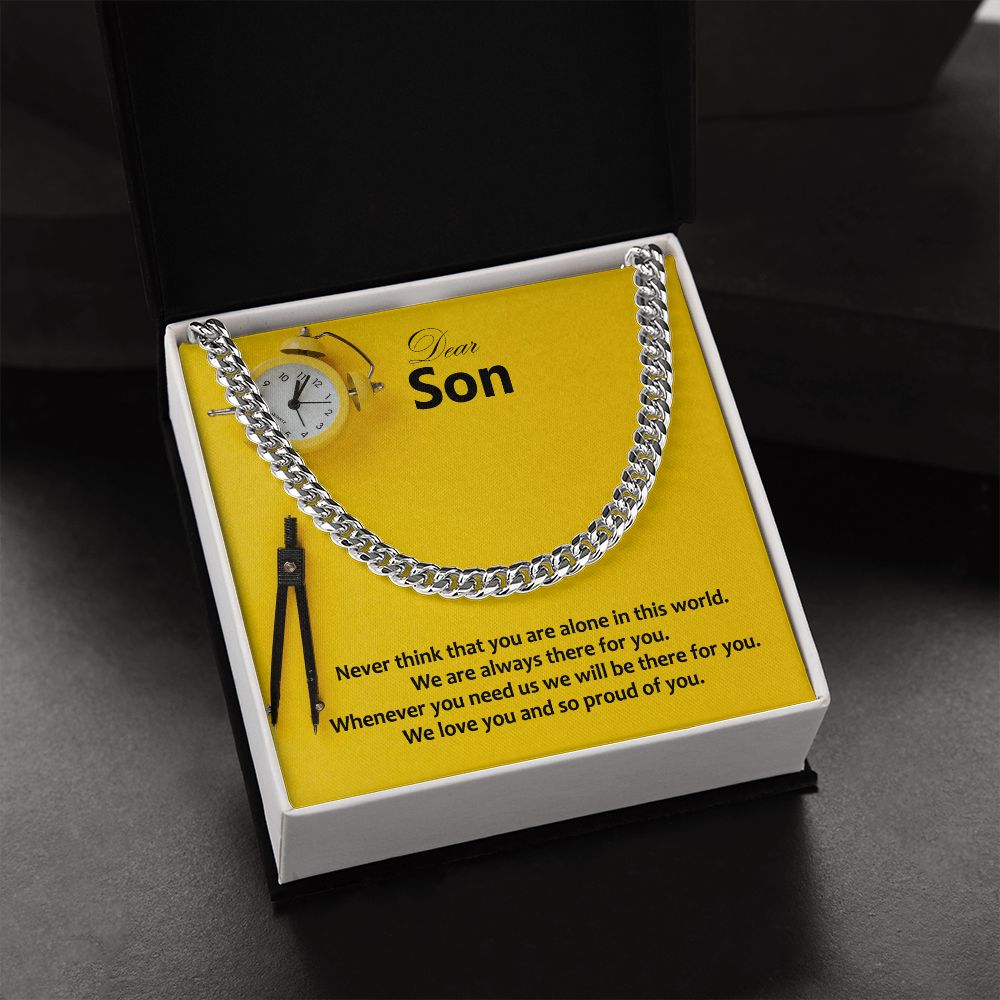 Dear Son, We Love You and So Proud of You - Cuban Link Chain Necklace - Gift for Son