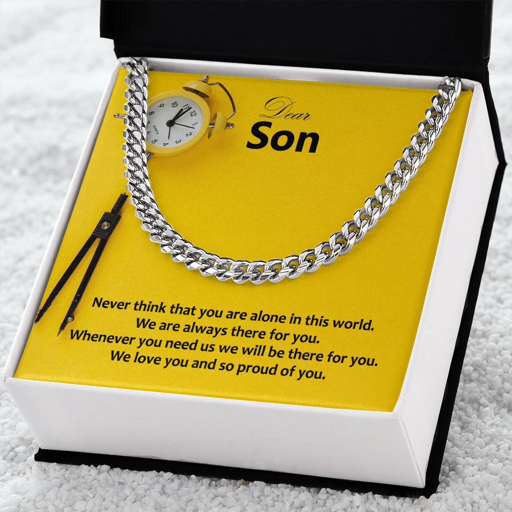 Dear Son, We Love You and So Proud of You - Cuban Link Chain Necklace - Gift for Son