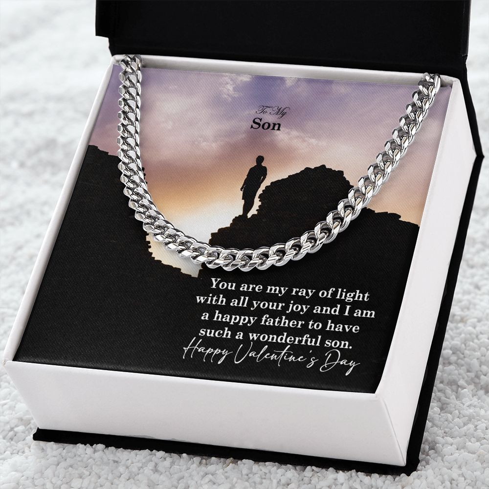 To My Son, You Are My Ray of Light With All Your Joy - Cuban Link Chain Necklace - Gift for Son