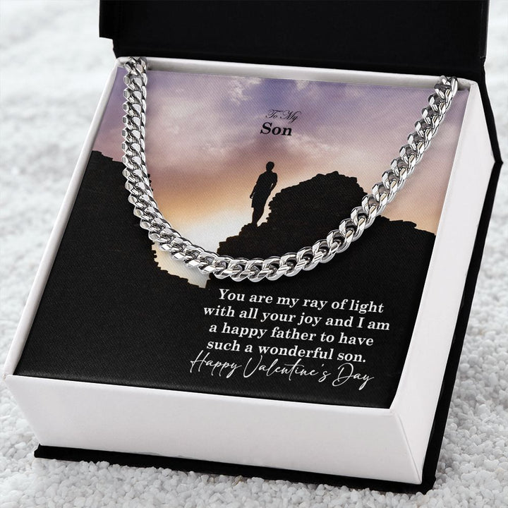 To My Son, You Are My Ray of Light With All Your Joy - Cuban Link Chain Necklace - Gift for Son