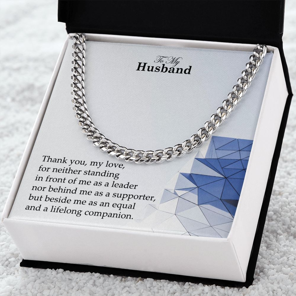 To My Husband, Thank You, My Love - Cuban Link Chain Necklace - Gift for Husband