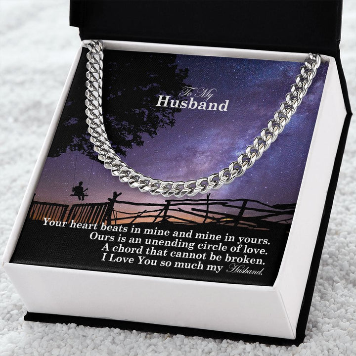 To My Husband, Our Is An Unending Circle Of Love - Cuban Link Chain Necklace - Gift for Husband