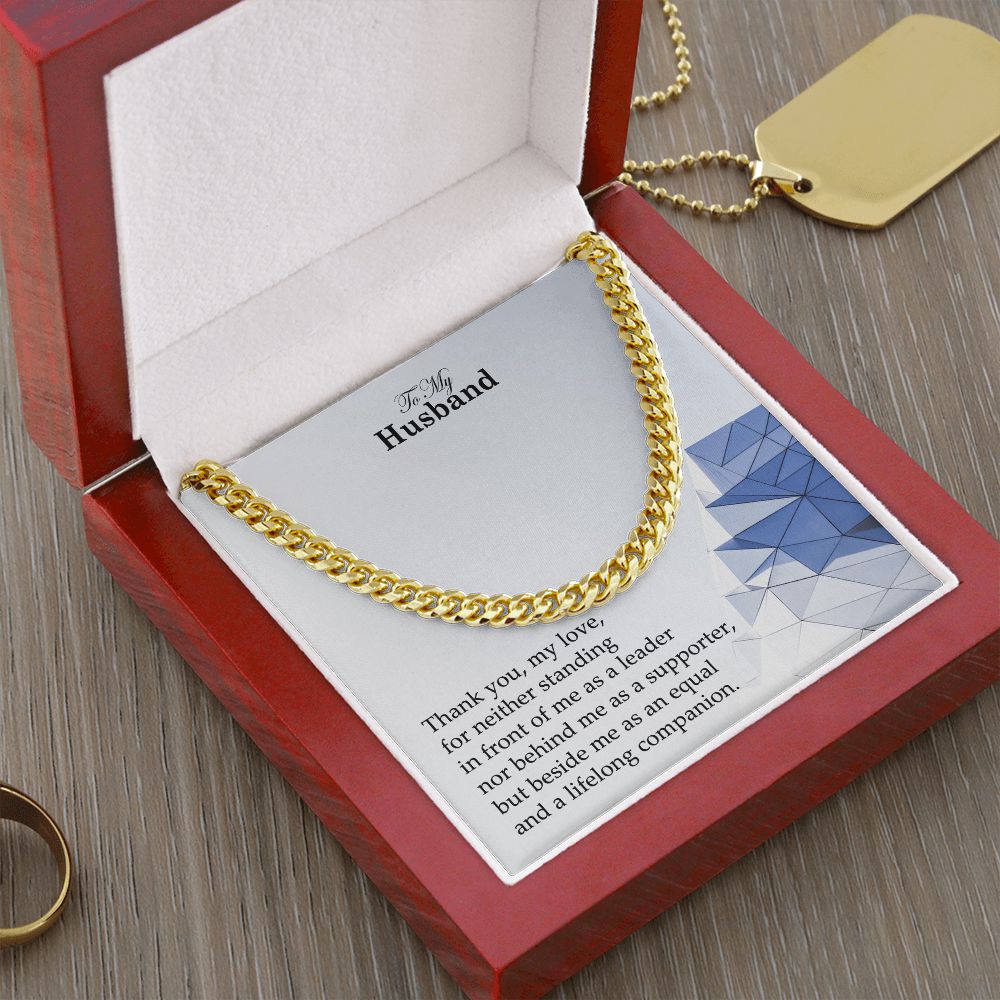 To My Husband, Thank You, My Love - Cuban Link Chain Necklace - Gift for Husband
