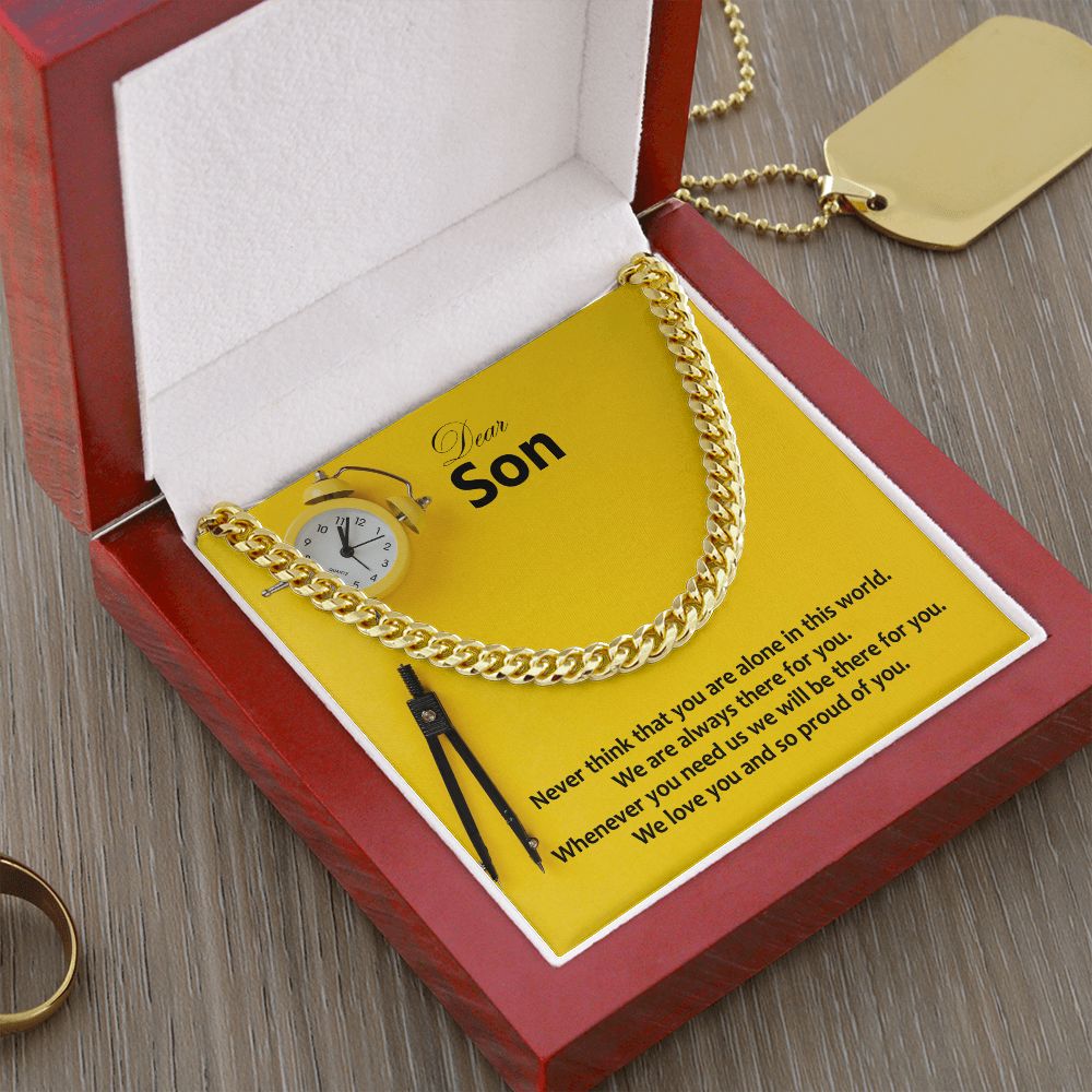 Dear Son, We Love You and So Proud of You - Cuban Link Chain Necklace - Gift for Son