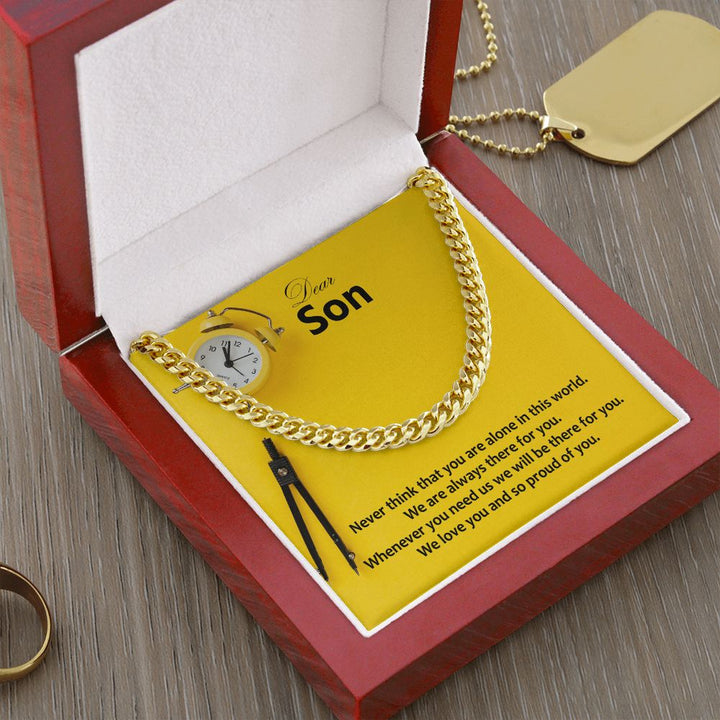 Dear Son, We Love You and So Proud of You - Cuban Link Chain Necklace – Gift for Son