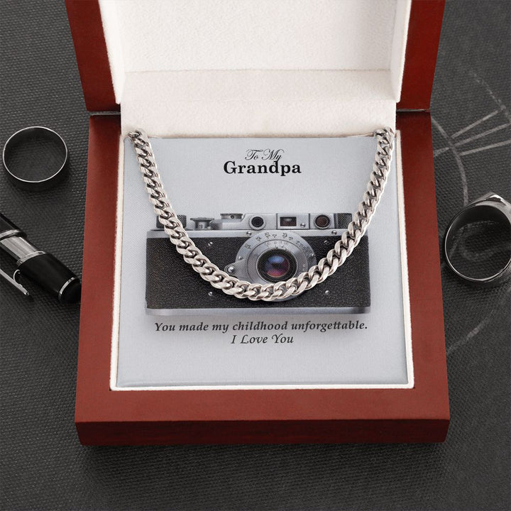 To My Grandpa, You Made My Childhood Unforgettable - Cuban Link Chain Necklace - Gift for Grandpa