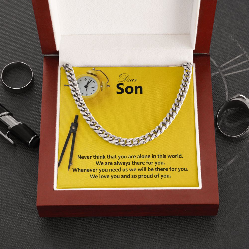 Dear Son, We Love You and So Proud of You - Cuban Link Chain Necklace – Gift for Son