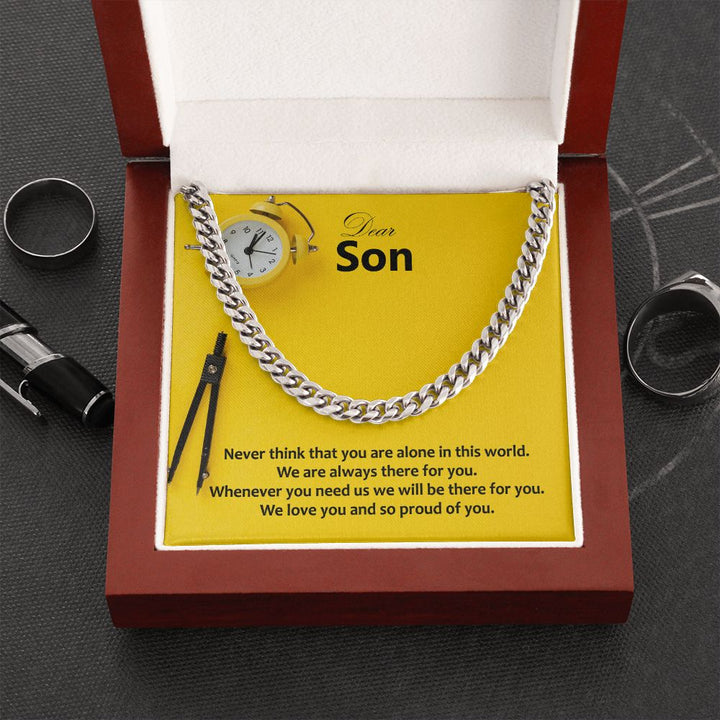 Dear Son, We Love You and So Proud of You - Cuban Link Chain Necklace – Gift for Son