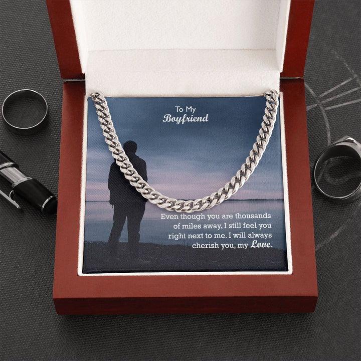 To My Boyfriend, I Will Always Cherish You - Cuban Link Chain Necklace - Gift for Boyfriend