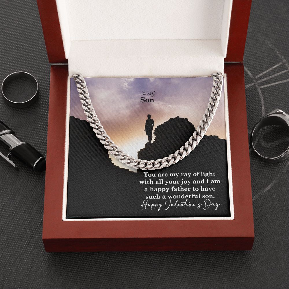To My Son, You Are My Ray of Light With All Your Joy - Cuban Link Chain Necklace - Gift for Son