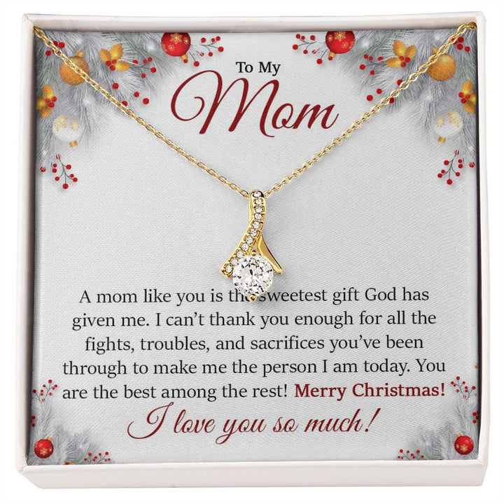 To My Mom, Merry Christmas I Love You So Much - Alluring Beauty Necklace - Gift for Mom