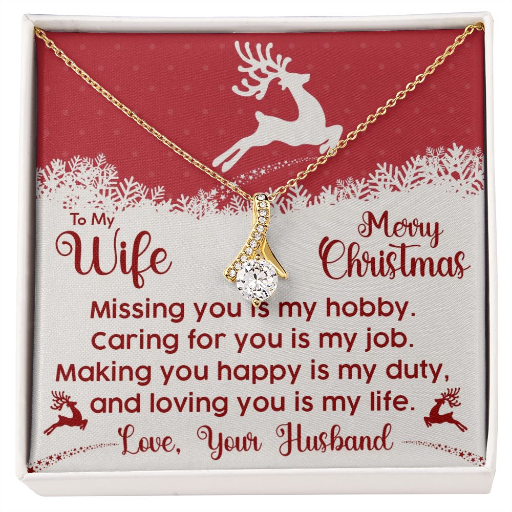 To My Wife, Loving You Is My Life - Merry Christmas - Alluring Beauty Necklace - Gift for Wife