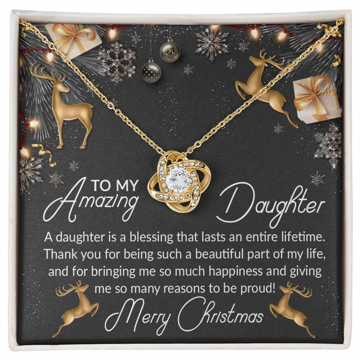 To My Amazing Daughter, Thank You For Being Such A Beautiful Part Of My Life – Love Knot Necklace – Gift for Daughter