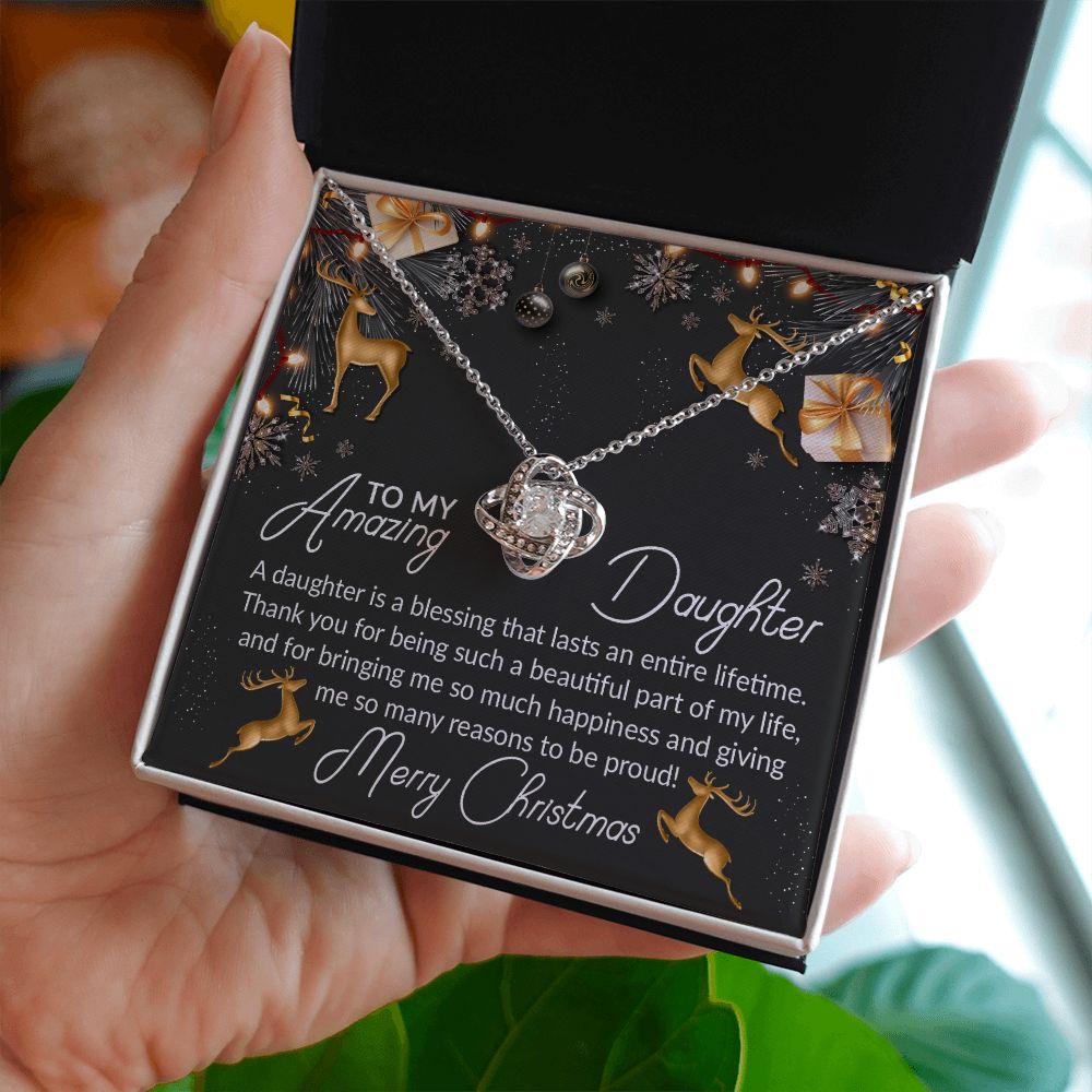 To My Amazing Daughter, Thank You For Being Such A Beautiful Part Of My Life – Love Knot Necklace – Gift for Daughter