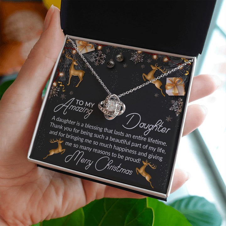 To My Amazing Daughter, Thank You For Being Such A Beautiful Part Of My Life – Love Knot Necklace – Gift for Daughter