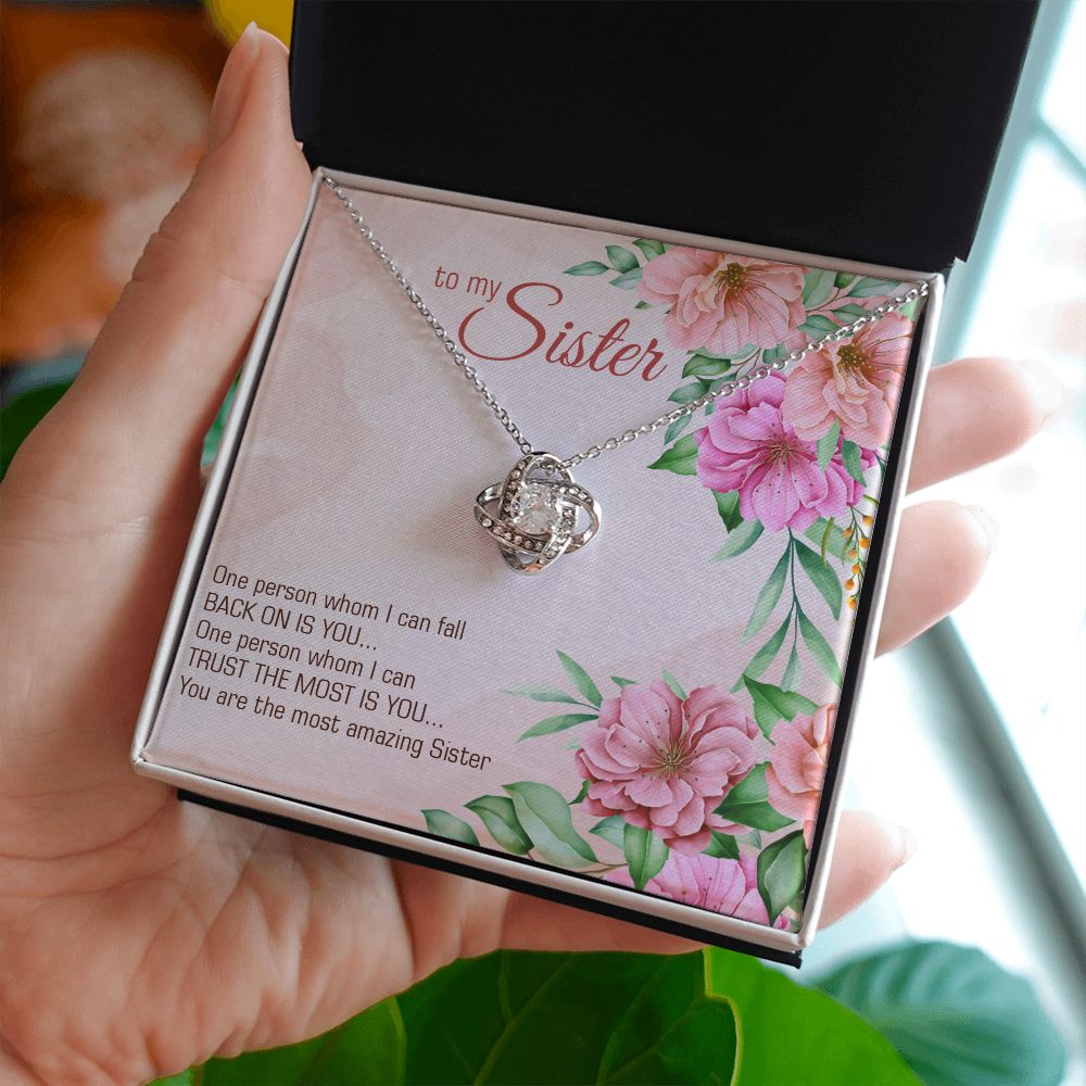 To My Sister, You Are The Most Amazing Sister - Love Knot Necklace (Yellow & White Gold Variants) - Gift for Sister