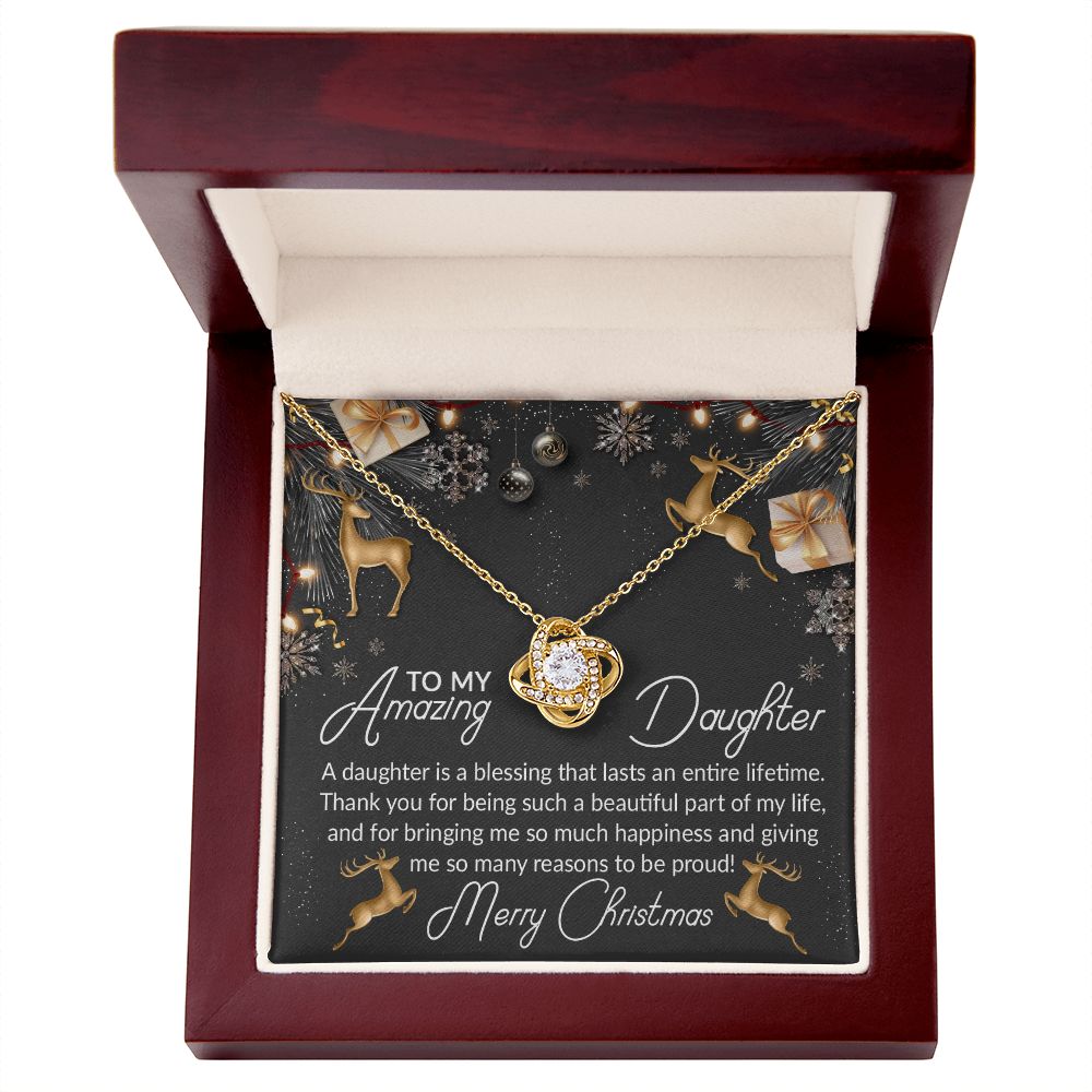 To My Amazing Daughter, Thank You For Being Such A Beautiful Part Of My Life – Love Knot Necklace – Gift for Daughter