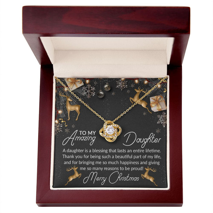 To My Amazing Daughter, Thank You For Being Such A Beautiful Part Of My Life – Love Knot Necklace – Gift for Daughter