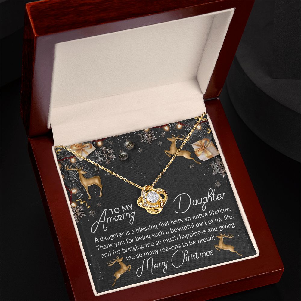To My Amazing Daughter, Thank You For Being Such A Beautiful Part Of My Life – Love Knot Necklace – Gift for Daughter