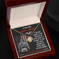 To The Best Army Wife, He Fights Because He Loves What He Left Behind - Love Knot Necklace - Gift for Wife
