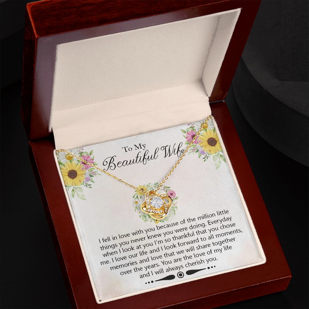 To My Beautiful Wife, You Are The Love Of My Life – Love Knot Necklace – Gift for Wife