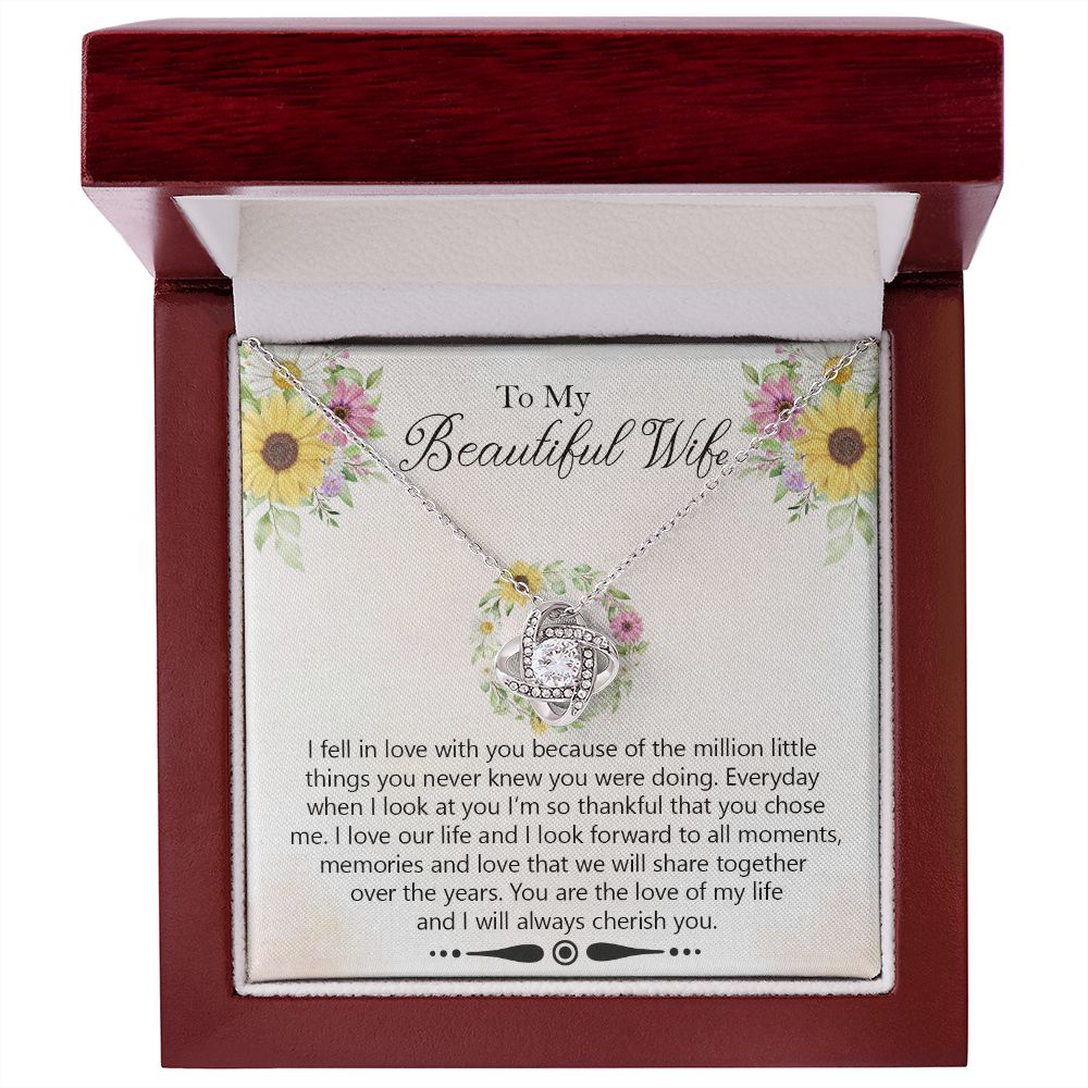 To My Beautiful Wife, You Are The Love Of My Life – Love Knot Necklace – Gift for Wife