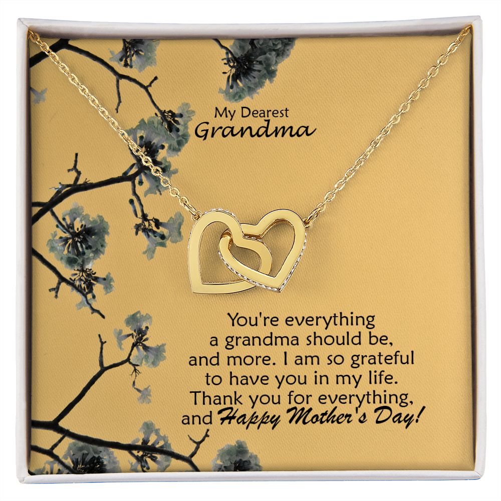 I Am So Grateful To Have You In My Life - Thank You For Everything & Happy Mother's Day! - Interlocking Hearts Necklace - Gift for Grandma