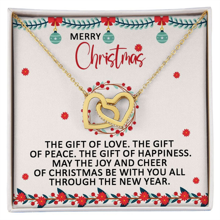 May The Joy And Cheer Of Christmas Be With You – Interlocking Hearts Necklace – Gift for Her