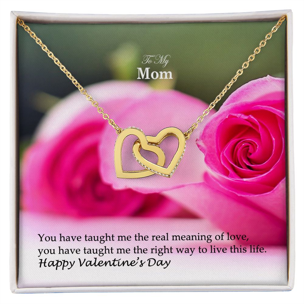 To My Mom, You Have Taught Me The Real Meaning of Love - Interlocking Hearts Necklace - Gift for Mom